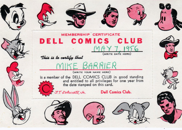 Dell Comics Club card